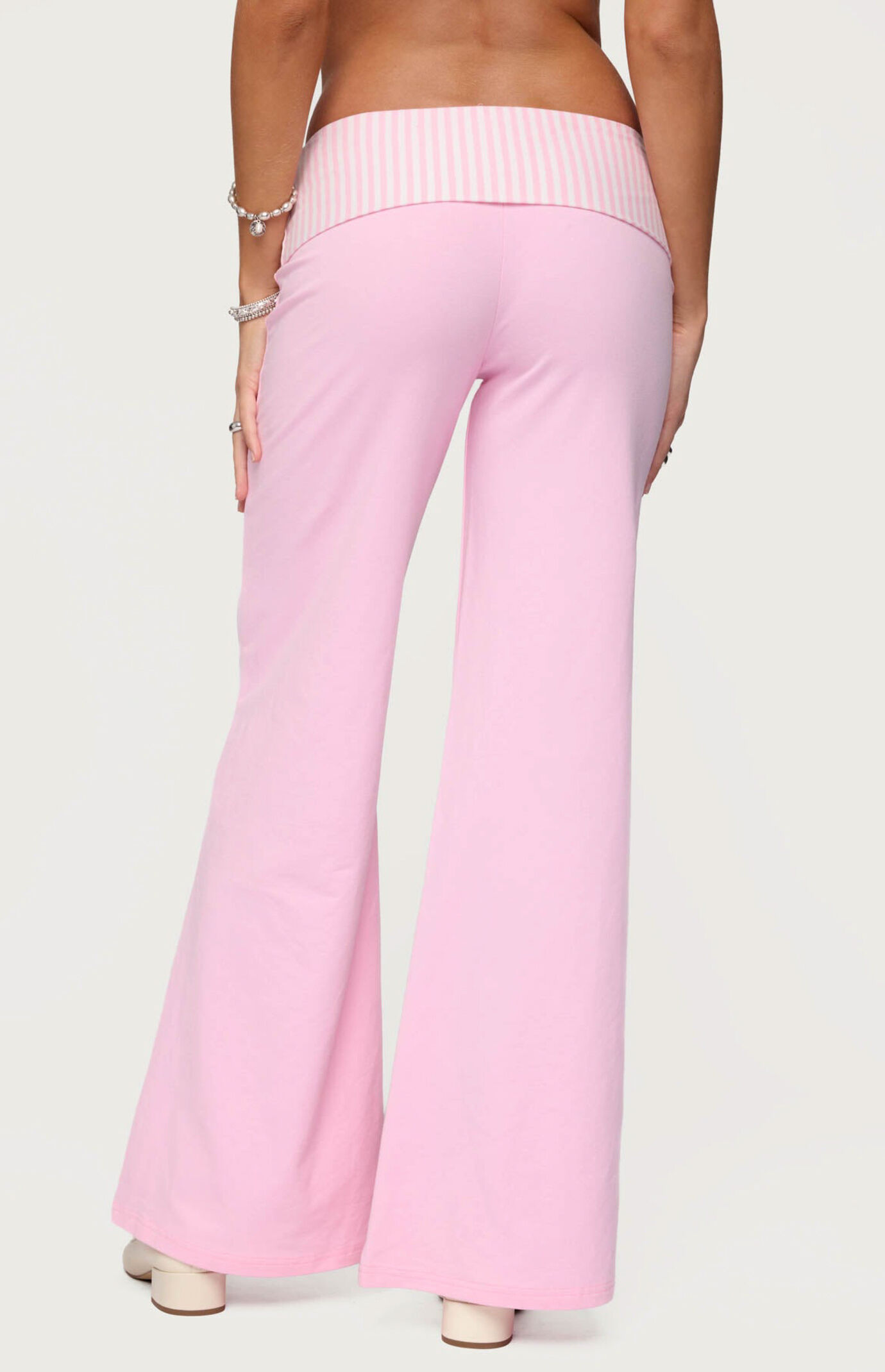 Edikted Meshey Striped Fold Over Pants | PacSun