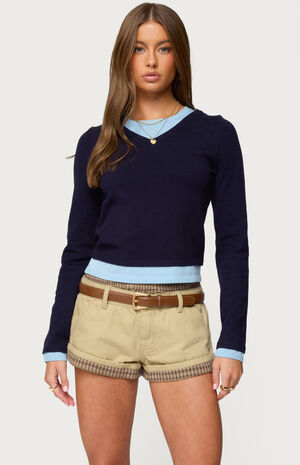 Marthie Layered Knit V Neck Top image number 1