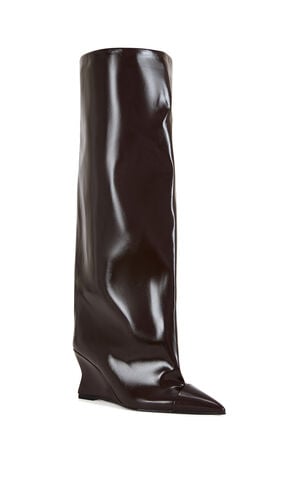 Women's Kenya Brown Faux Leather Wedge Boots image number 2