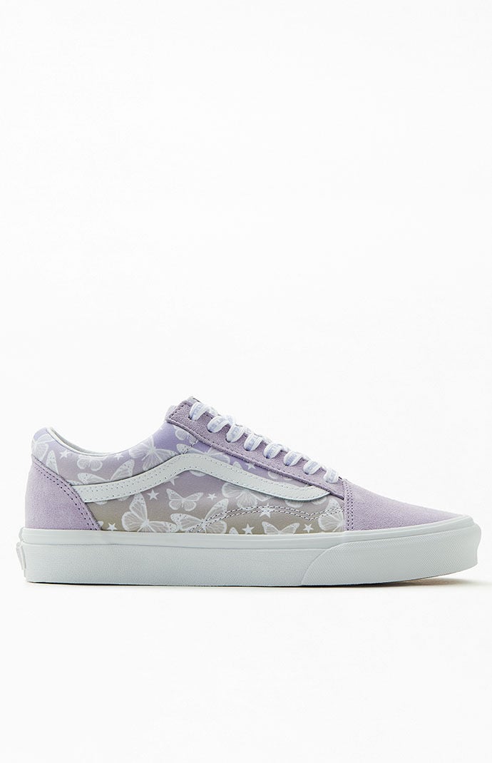Purple vans best sale with rainbow bottom