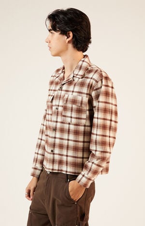 Washed Cropped Camp Flannel Shirt image number 2