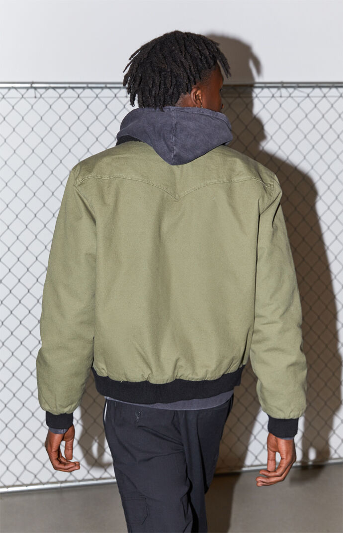 Olive Sherpa Collar Bomber Jacket