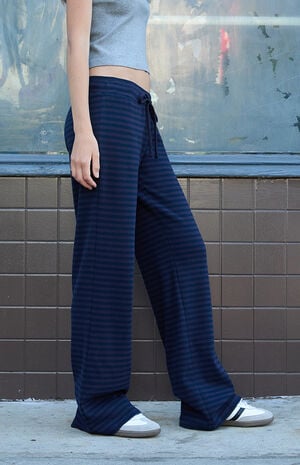 Blue Hilary Striped Yoga Baggy Sweatpants image number 3