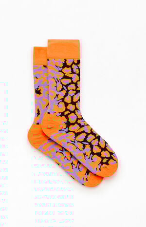 x Happy Socks Orange Leopard High Crew Socks image number 2