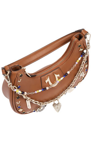 Chain & Studs Faux Leather Hobo Bag image number 5