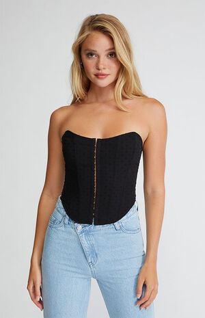 Kendall & Kylie Lace-Up Back Strapless Corset Top