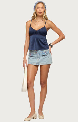 Blanca Satin Effect Lace Trim Tank Top image number 5