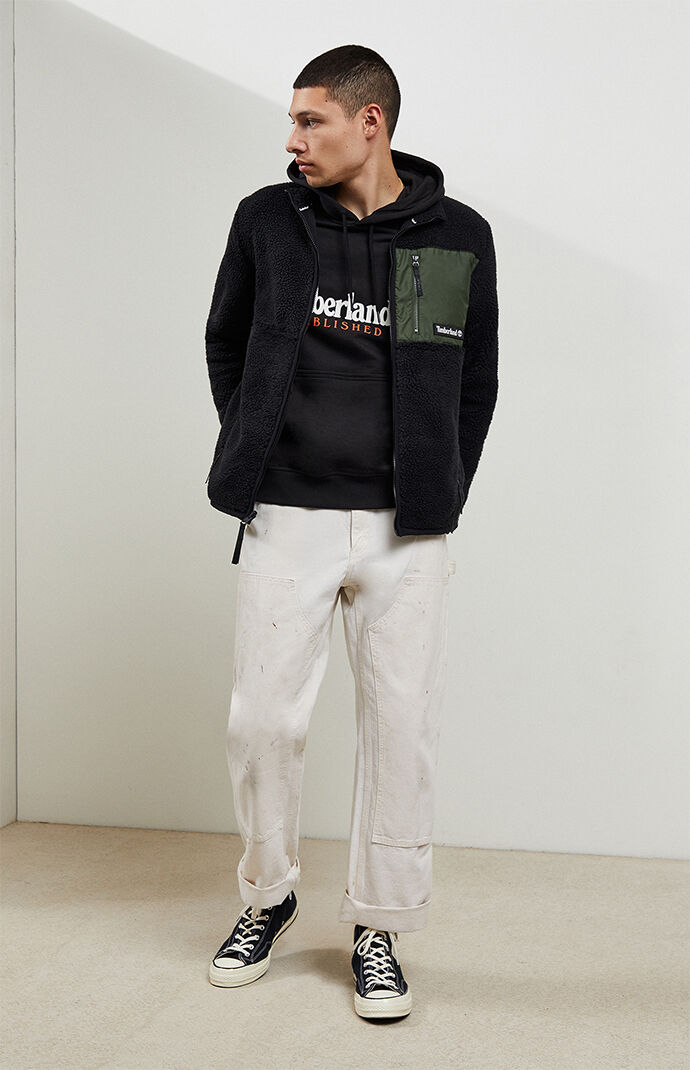Olive Outdoor Sherpa Fleece Zip Up Jacket
