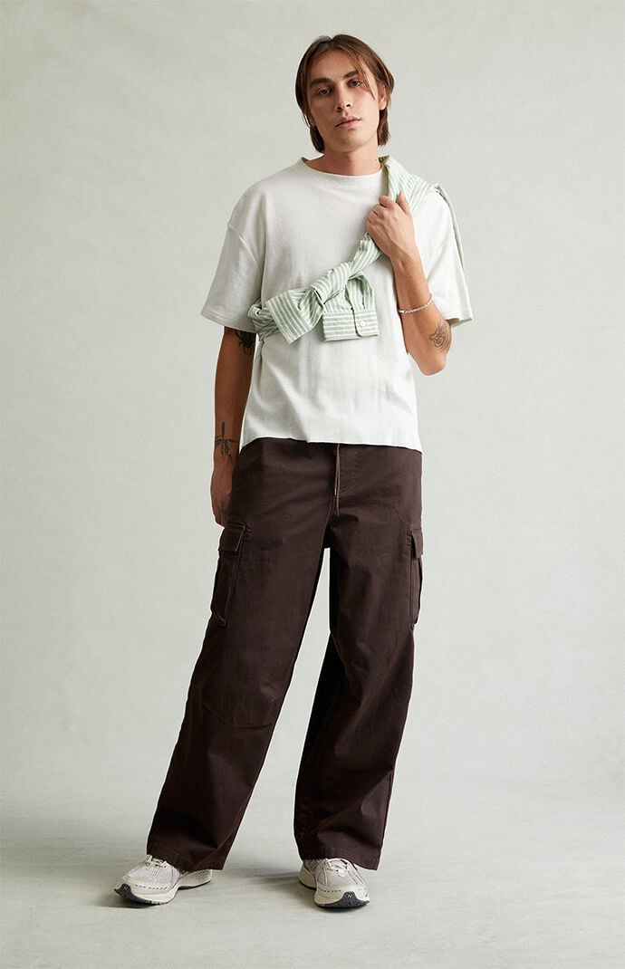 Pacsun Ryder Ultra Baggy Cargo Pants Stretch Brown