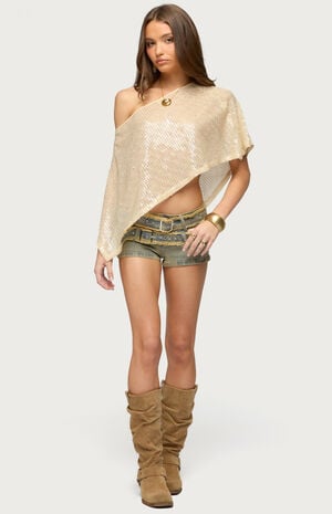 Alanna Sheer Sequin Poncho image number 5