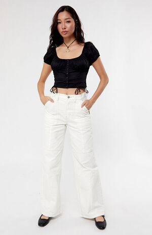 Short Sleeve Button Up Bustier Top image number 1