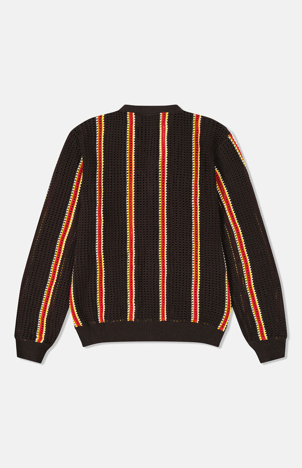 WeSC America Inc Borik Chocolate Stripe Open Knit Cardigan