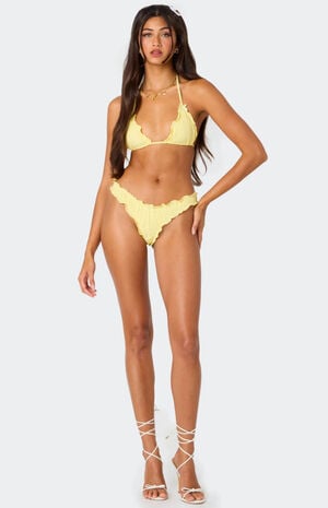 Golden Ruffle Edge Triangle Bikini Top image number 2