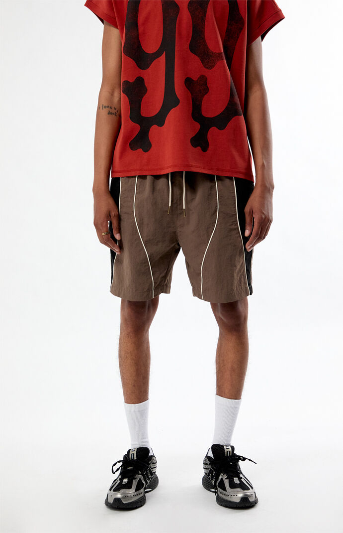 Pacsun Brown Piping Track Shorts | Pacsun