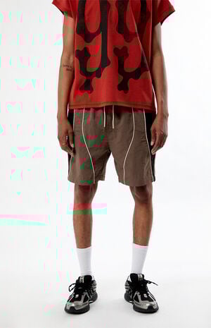 Brown Piping Track Shorts image number 2