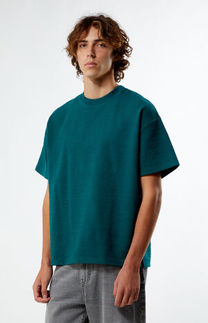 Green Oversized Jacquard Knit T-Shirt image number 1