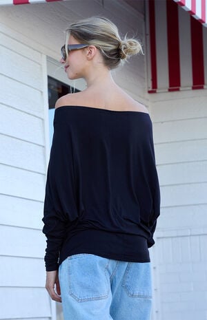 Black Aina Off-The-Shoulder Long Sleeve Top image number 4
