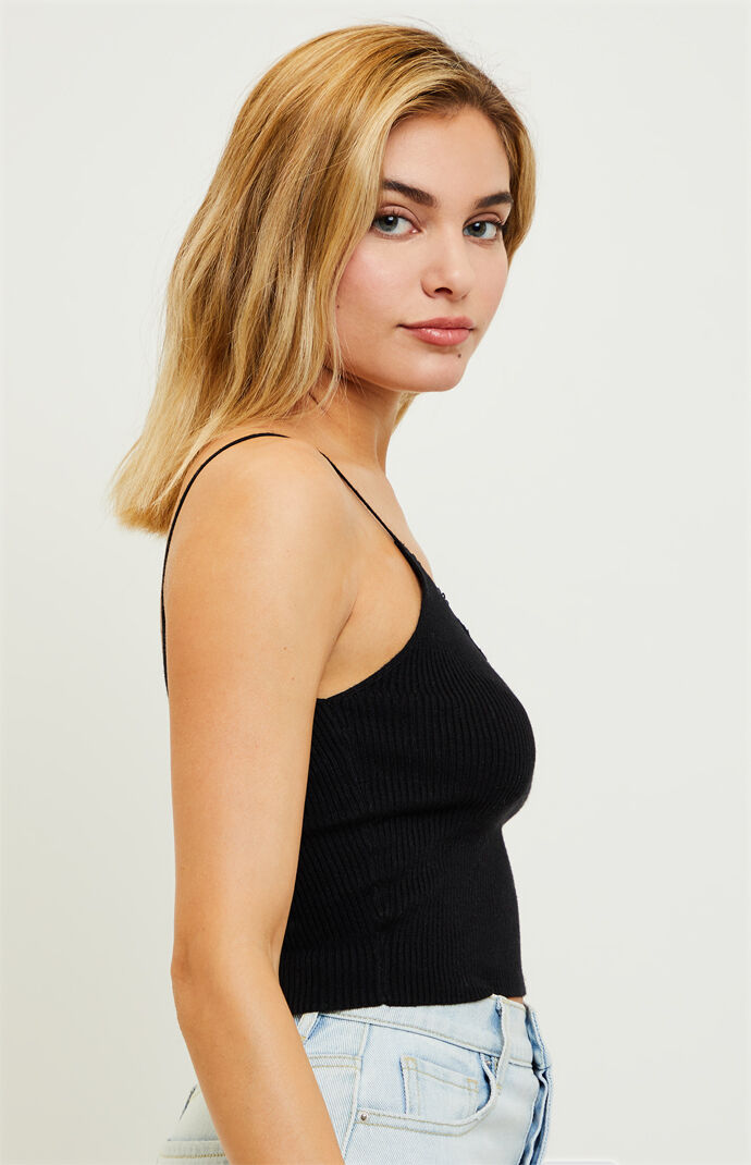 Lace Trim Double V-Neck Cami