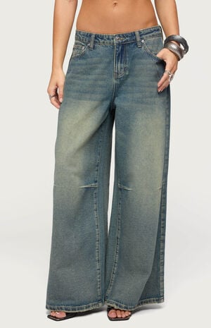Adjustable Button Low Rise Baggy Jeans image number 1