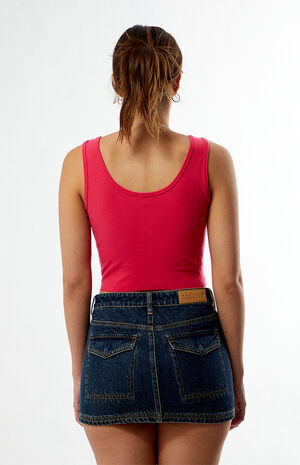 Crystal Embroidered Raw Cut Cropped Tank Top image number 3