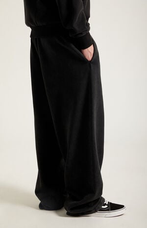 Washed Black&nbsp;Fleece Extreme Baggy Sweatpants image number 5