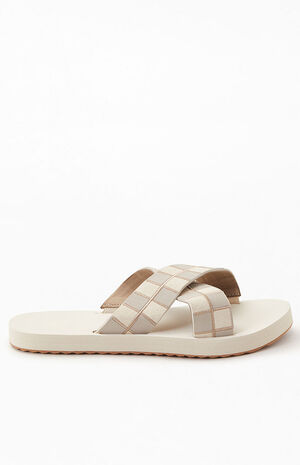 Women's Cream Cross Strap Sandals image number 2