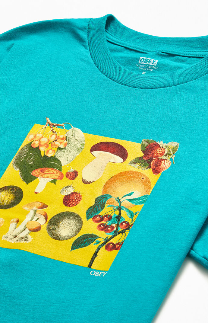 Teal Fruits & Mushrooms T-Shirt
