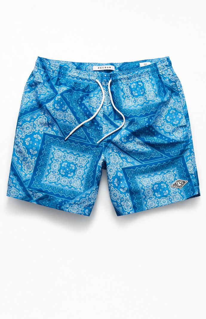 blue bandana swim trunks