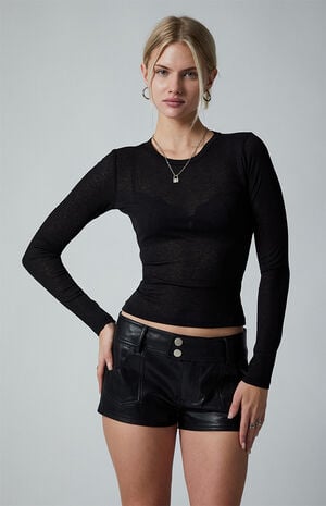 Faux Leather Low Rise Shorts image number 2