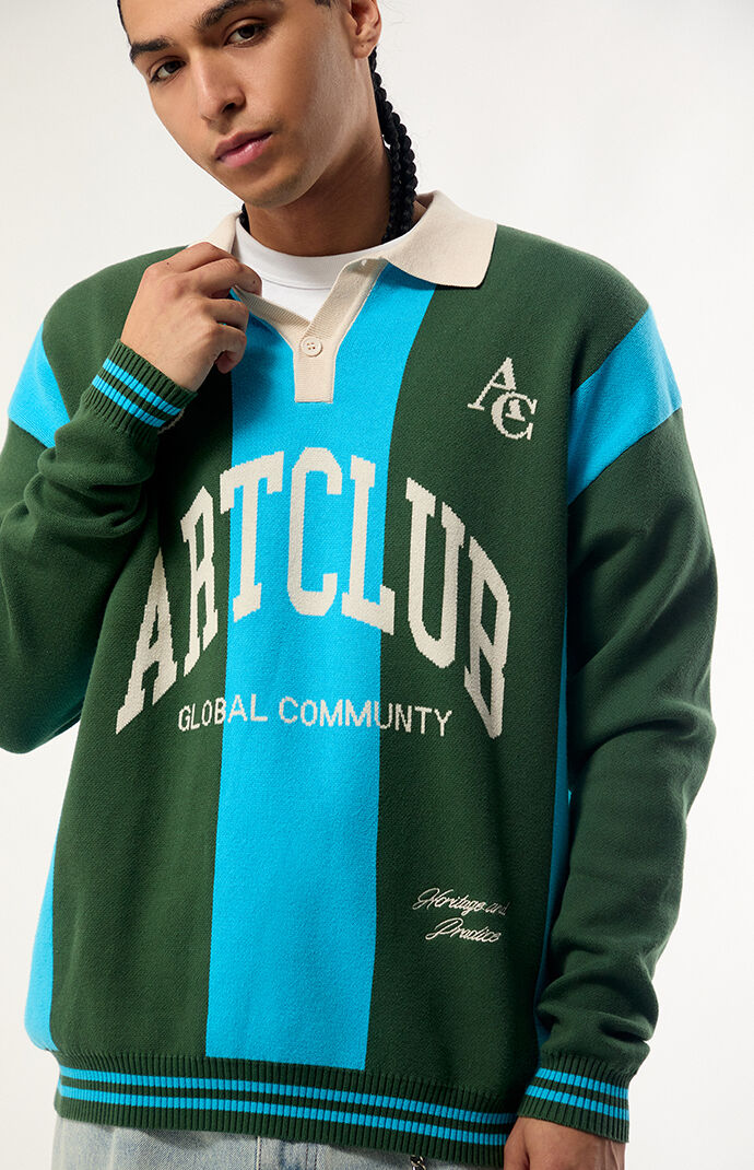 Pacsun Art Club Long Sleeve Polo Shirt