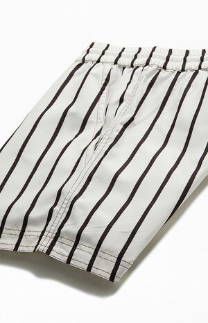 Cream Stripe 15" Swim Trunks image number 4