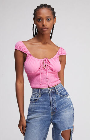 Smocked Button Down Top image number 1