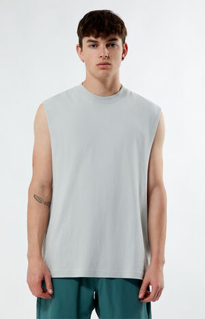 Silver Solid Muscle Tank Top image number 1