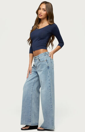 Cecilie Quarter Sleeve V Neck Top image number 4