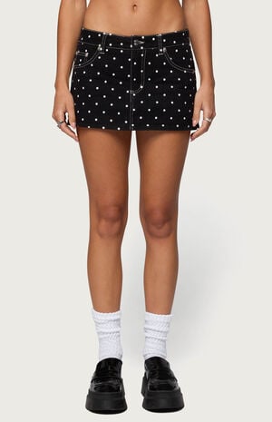 Freada Polka Dot Denim Mini Skort image number 1