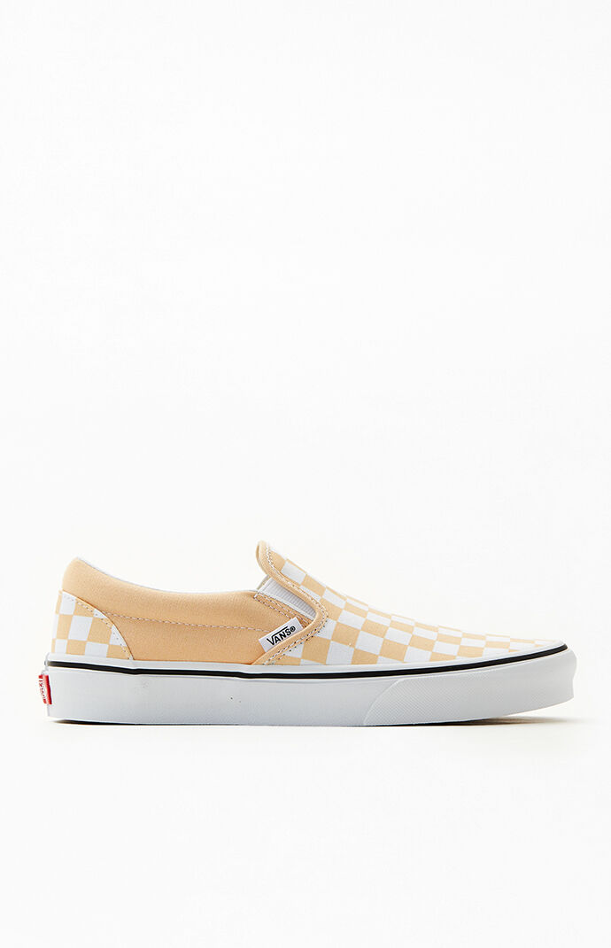 Vans Peach Checkerboard Slip On Shoes PacSun