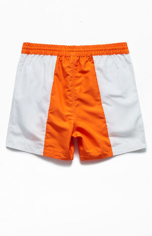 Orange & White Color Block 15" Swim Trunks image number 2