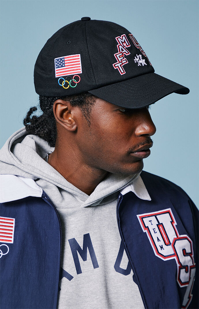 Olympics Milano Cortina Team USA Embroidered Flag & Rings Snapback Hat
