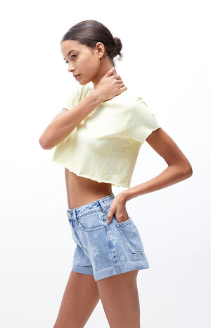 Tonal Flower Print Mom Shorts image number 3