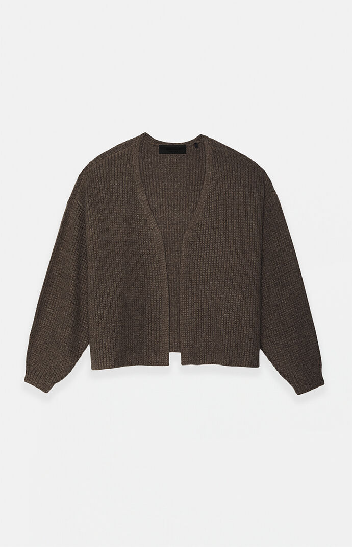 Fear of God Essentials Brown Heavy Waffle Knit Cardigan | Pacsun