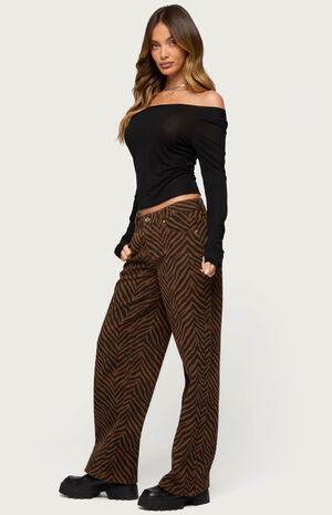 Zebra Print Low Rise Baggy Jeans image number 4