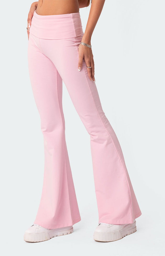 Pink flare cheap leggings