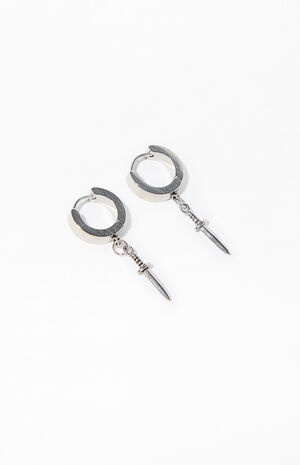 Silver Dagger Hoop Earrings image number 3
