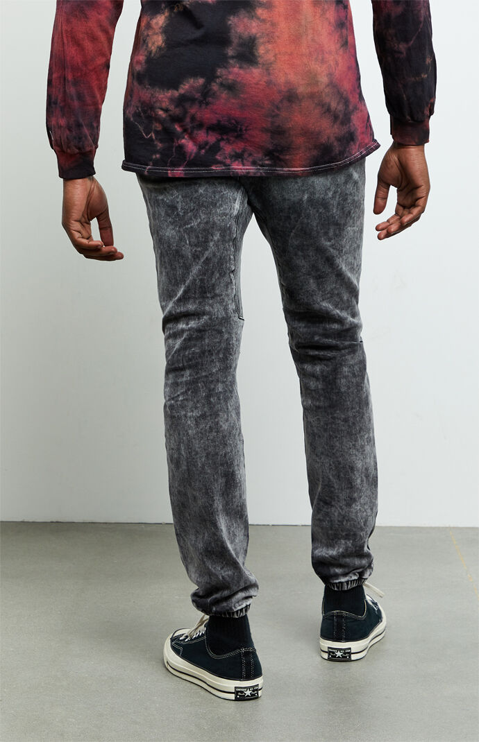 Black Acid Denim Jogger Pants