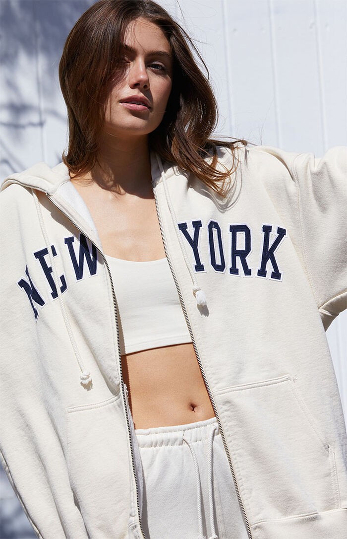 John Galt Cream New York Full Zip Hoodie PacSun