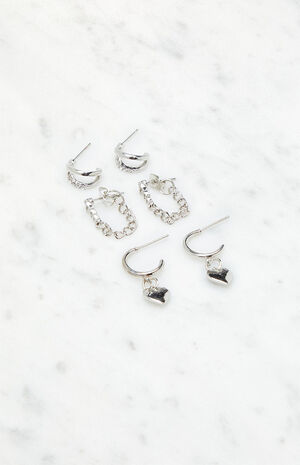 3 Pack Silver Earrings image number 2