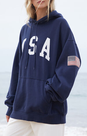 Navy Christie USA Oversized Hoodie image number 2