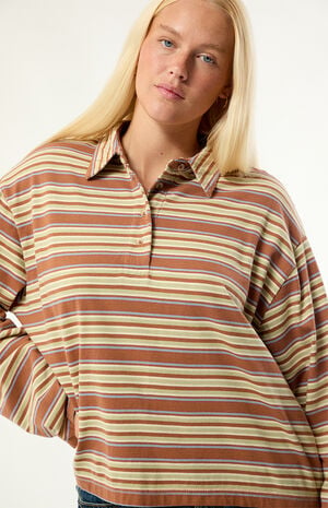 Sugar Striped Long Sleeve Polo Shirt image number 2