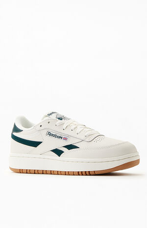 Women's White & Green Club C Double Pop Sneakers image number 1