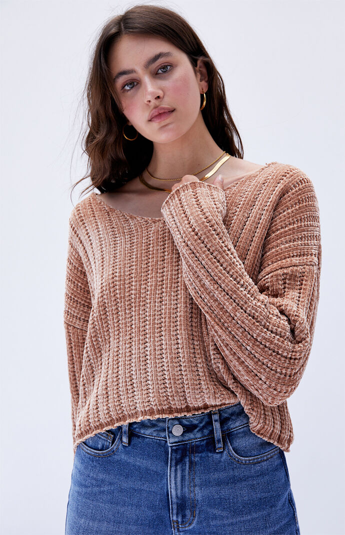 la hearts chenille sweater